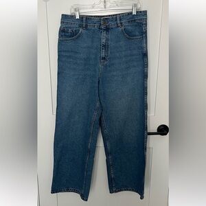 Sezane Size 10 / 42 High Waist Blue Jeans Wide Leg Denim S23 PAN050B